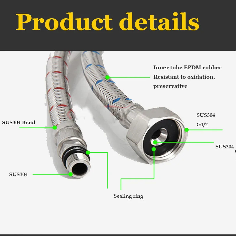 2 Pack 60cm Stainless Steel Ho - Flexible Hose Braided recension och pris